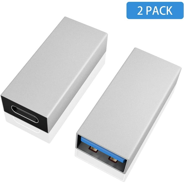 Paquete de 2 adaptadores (negro) USB C a USB 3.0, USB 3.1, USB 3.0 hembra a USB C hembra, compatible con iPhone 11, Google Pixel, Samsung Galaxy S20, Huawei, Moto