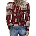 thumbnail image 4 of JGNGSHN Long Sleeve Christmas Shirts for Women Stretch Fitted Round Crew Ribbed Tops Print Tee Shirt Fall Winter Clothes, 4 of 7