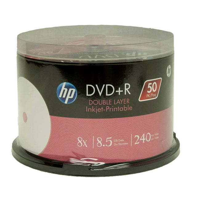 DVD+R DL, 8,5 GB, 8X HP, impresión por inyección de tinta blanca, paquete de 50 unidades