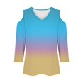 thumbnail image 6 of Womens Tops 3/4 Length Sleeve Tops Neck Casual Print Tunic T Shirts Three Quarter Length Tops Blouses For Women, 6 of 7