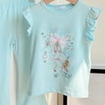 thumbnail image 5 of Kogui Baby Girl Summer Outfits Toddler Baby Girl Outfit Short Sleeve Ruffle T-Shirt Pants Set 2pcs Infant Summer Clothes 18 24 Months (Light Blue,18-24 Months), 5 of 6