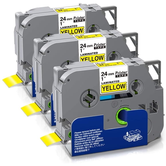 Pristar Compatible Label Tape Replacement for TZe-651 TZe651 TZ-651 TZ651 Black on Yellow Laminated Tape Work