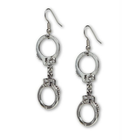 Real Metal Jewelry Double Handcuff Dangle Earrings Silver Finish Double Handcuff Dangle Earrings Silver Finish Pewter By Real Metal Jewelry