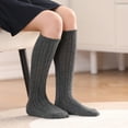 thumbnail image 2 of Hpapadks Toddler Socks School Solid Color Knee High Warm Comfortable Stockings Socks Grey 5-7 Years, 2 of 5