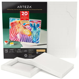 Arteza DIY Foldable 8x11 Canvas Frame, White, Mixed Media - 20 Sheets