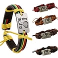 thumbnail image 5 of SmartBy Unisex I LOVE JESUS Faux Leather Bangle Hemp Rope Chain Adjustable Bracelet, 5 of 7