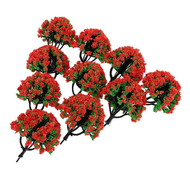 Milaget 10x Model Trees Architecture Train Railway Wargame Diorama Scenery HO Scale Red