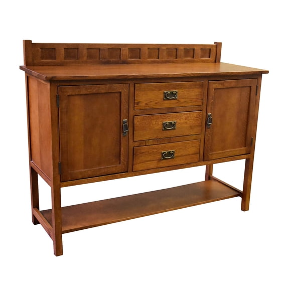 Pemberly Row Modern 58" 3-Drawer Solid Wood Sideboard in Cherry