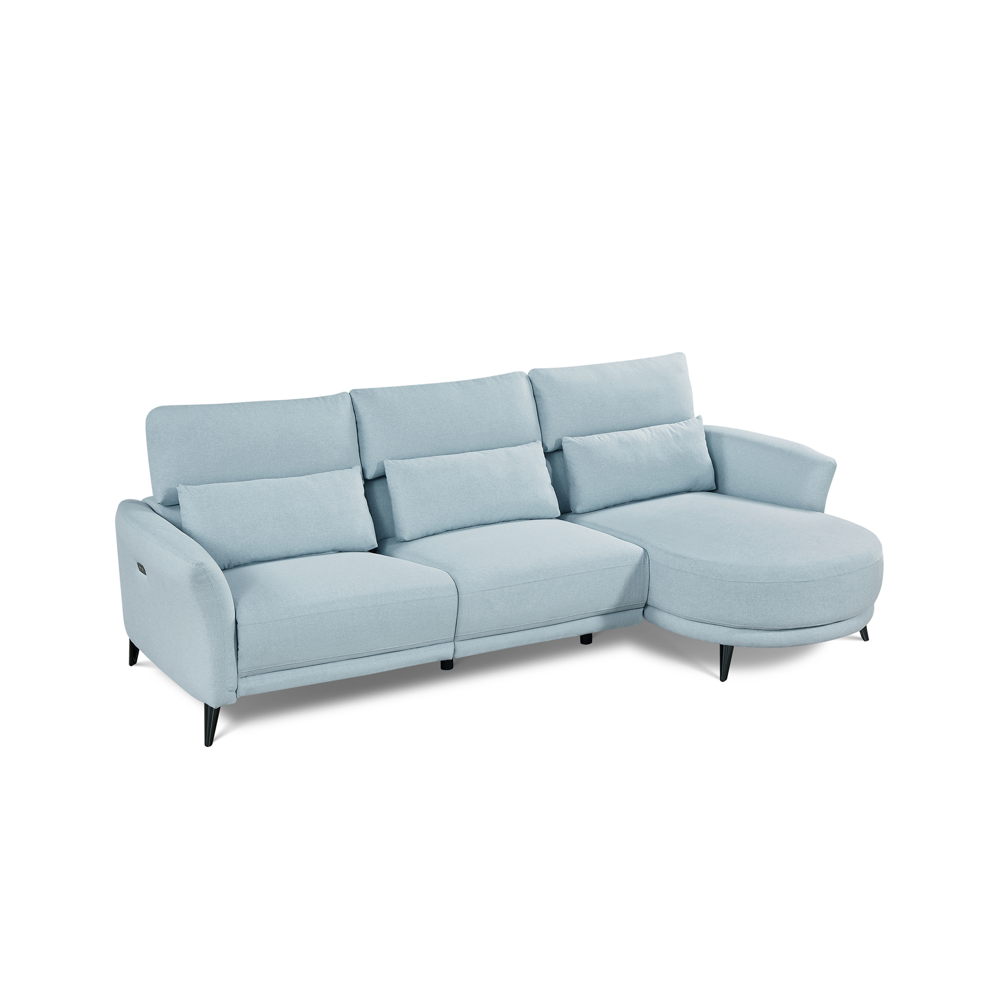 Wells Right-Arm Light Blue Chaise Lounge Sectional Sofa with Adjustable Head