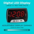 thumbnail image 2 of Westclox Radio reloj digital FM grande con LED rojo de 1,4 pulgadas con puertos de carga duales USB A y C, brillo ajustable, alarmas duales y temporizador de apagado – Reloj despertador moderno para d, 2 of 5