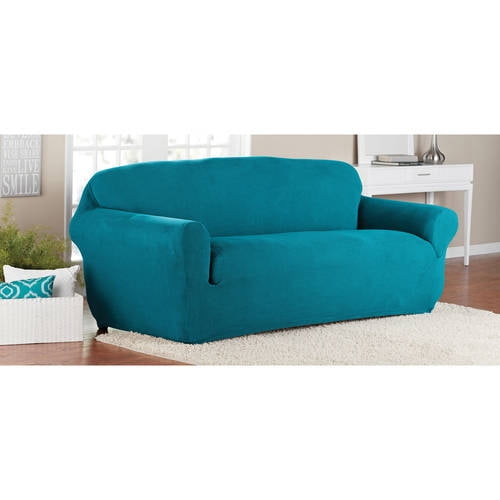 Mainstays Courduroy 1 Piece Stretch Sofa Slipcover Aqua Com 1 Piece Stretch Sofa Slipcover Aqua, Aqua Sofa Slipcover