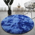thumbnail image 4 of WEXIA Blue Area Rug Round 4x4ft Fluffy Plush Circle Rug Shaggy Carpet for Bedroom Living Room Kids Room Dorm Nursery Room, 4 of 5
