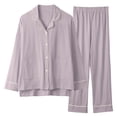 thumbnail image 2 of SWSMCLT Women's Long Sleeve Pajamas 2 Piece Loose Lounge Set Pjs Fall Comfy Basic Button Ankle Pocket Soft Purple X-Small, 2 of 5
