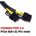 thumbnail image 3 of 2 Pack Pci-E 6 Pin To Dual Pcie 8 Pin (6+2) Graphics Card Pci Express Power Adapter Extension Cable Mining Video Card Sleeved Power Cable 25Cm, 3 of 3