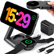 NIUTA® 3 in 1 Charging Station for Apple Devices, Foldable Magnetic Wireless Charger Stand for iPhone 16/15/14/13/12, Apple Watch and AirPods, Up to 15W with 20W USB-C Adapter