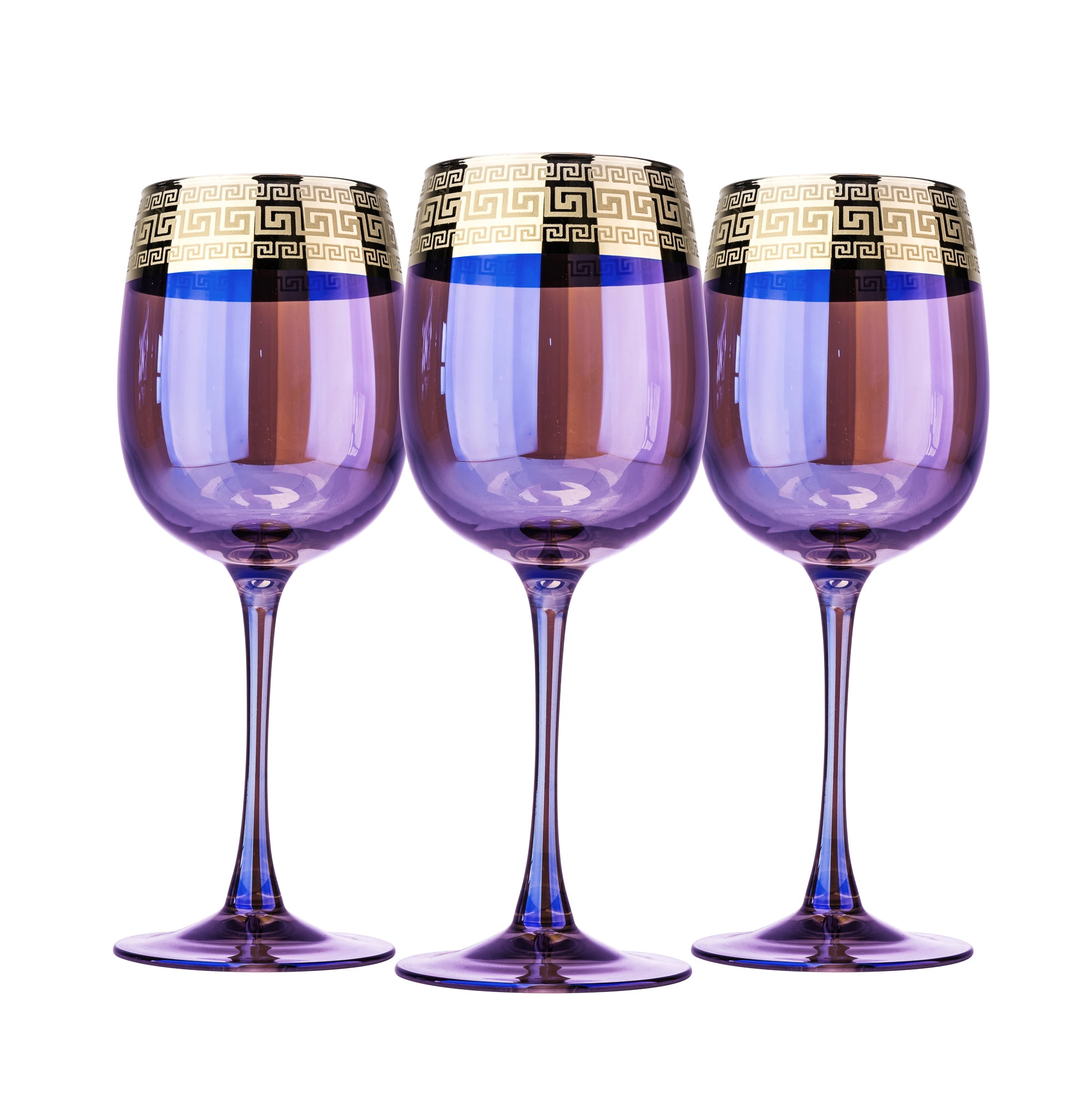 Glasstar 14 oz/ 420 ml Dazzling Purple Wine Goblets, Red Wine Glasses With  a Golden Rim from "Golden Cobalt Versailles" Collection, Set of 3 -  Walmart.com