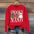 thumbnail image 5 of Women's Halloween Spooky Season Graphic Sweatshirt Cute Camo Leopard Plaid Ghost Print Crewneck Pullover Top Fall Winter Casual Party Outfit for Women Girls Oversized Cozy, 5 of 6