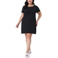 thumbnail image 2 of Agnes Orinda Women's Plus Size Nightgowns Short Sleeve Ruffle Mini Sleepwear Casual Lounge Sleepshirts Pajama Dress 1X Black, 2 of 6