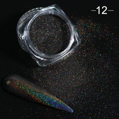 1 caja de polvo de uñas con purpurina reflectante, pigmento de cristal holográfico de diamante, polvo de cromo para uñas, suministros de polvo para uñas DIY Dengxun unisex