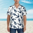 thumbnail image 4 of Kll Men'S Hawaiian Shirt Short Sleeve Button Down Beach Shirts-Navy Blue Anchor, 4 of 8