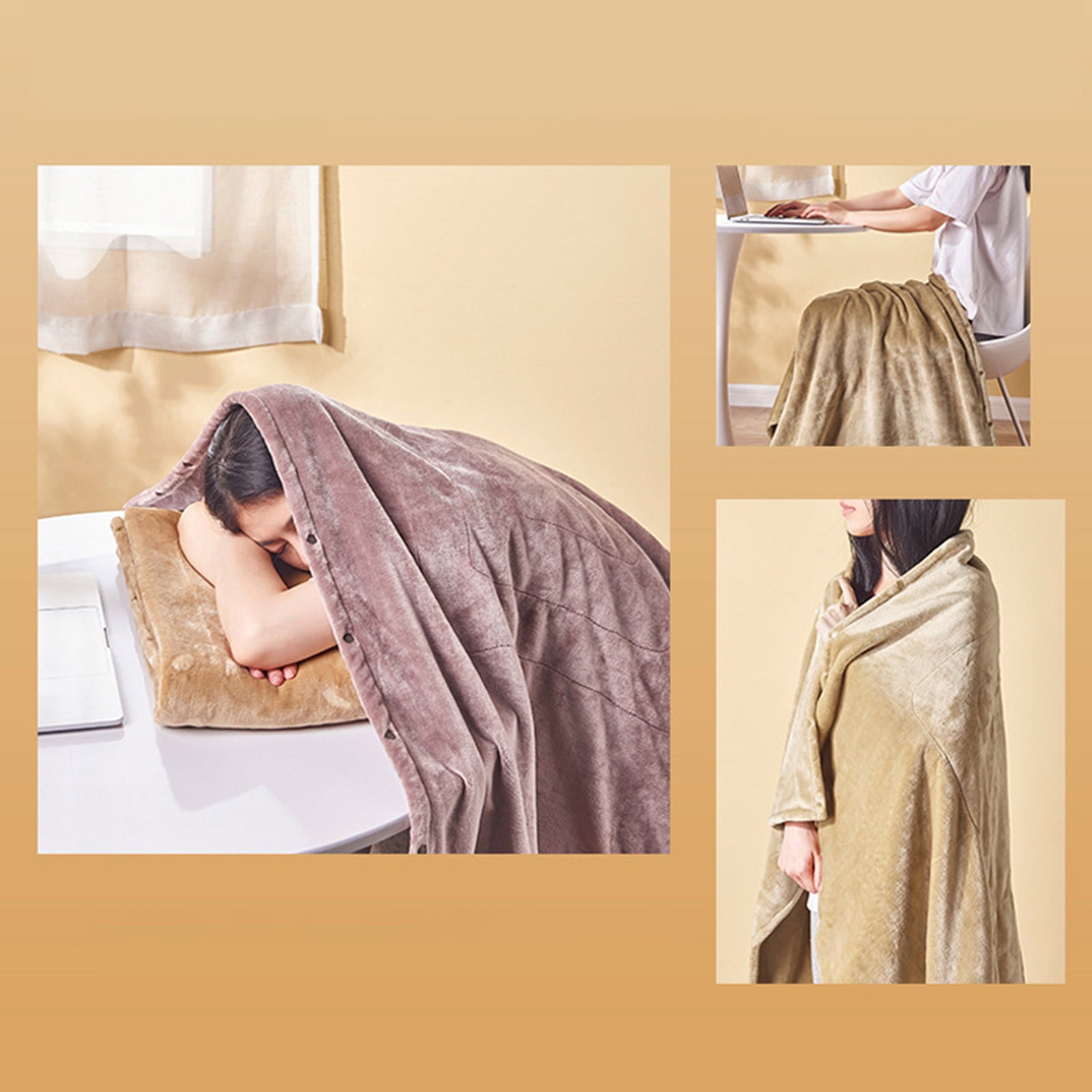 55.1" x 31.4" USB Heated Throw Blanket with 2 Heat Settings - Fast Heating Machine Washable Portable Electric Blanket for Home, Travel & Camping