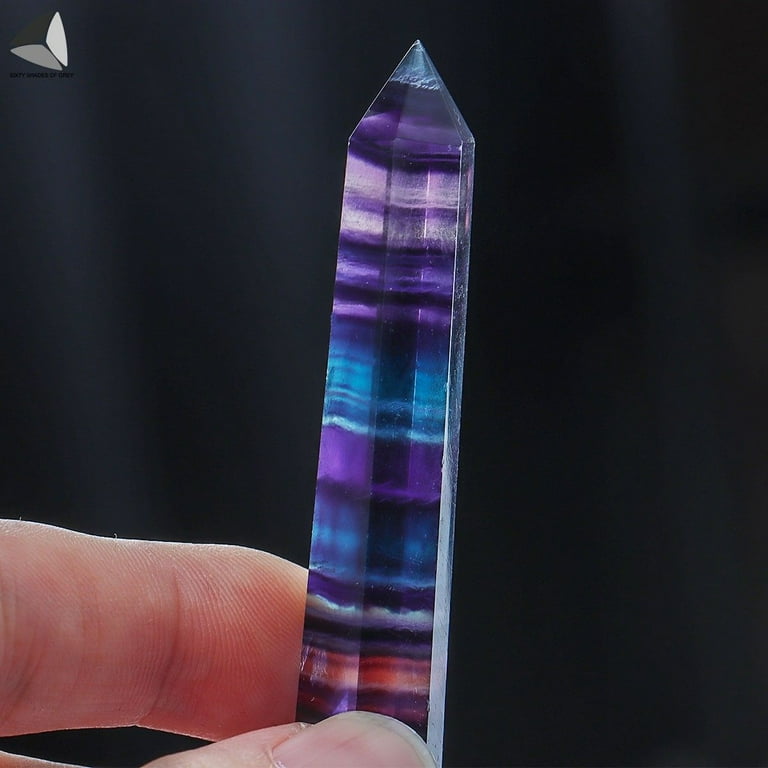  Nylon Elastic Cord Point Quartz Wand Fluorite Stone