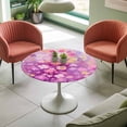 thumbnail image 4 of Watercolor Flower Floral Elastic Fitted Round Table Cover Branch Leaves Colorful Waterproof Outdoor Tablecloth for Holiday Party, Picnic, Patio & Dining Fits Tables Up to 55"-60", 4 of 8