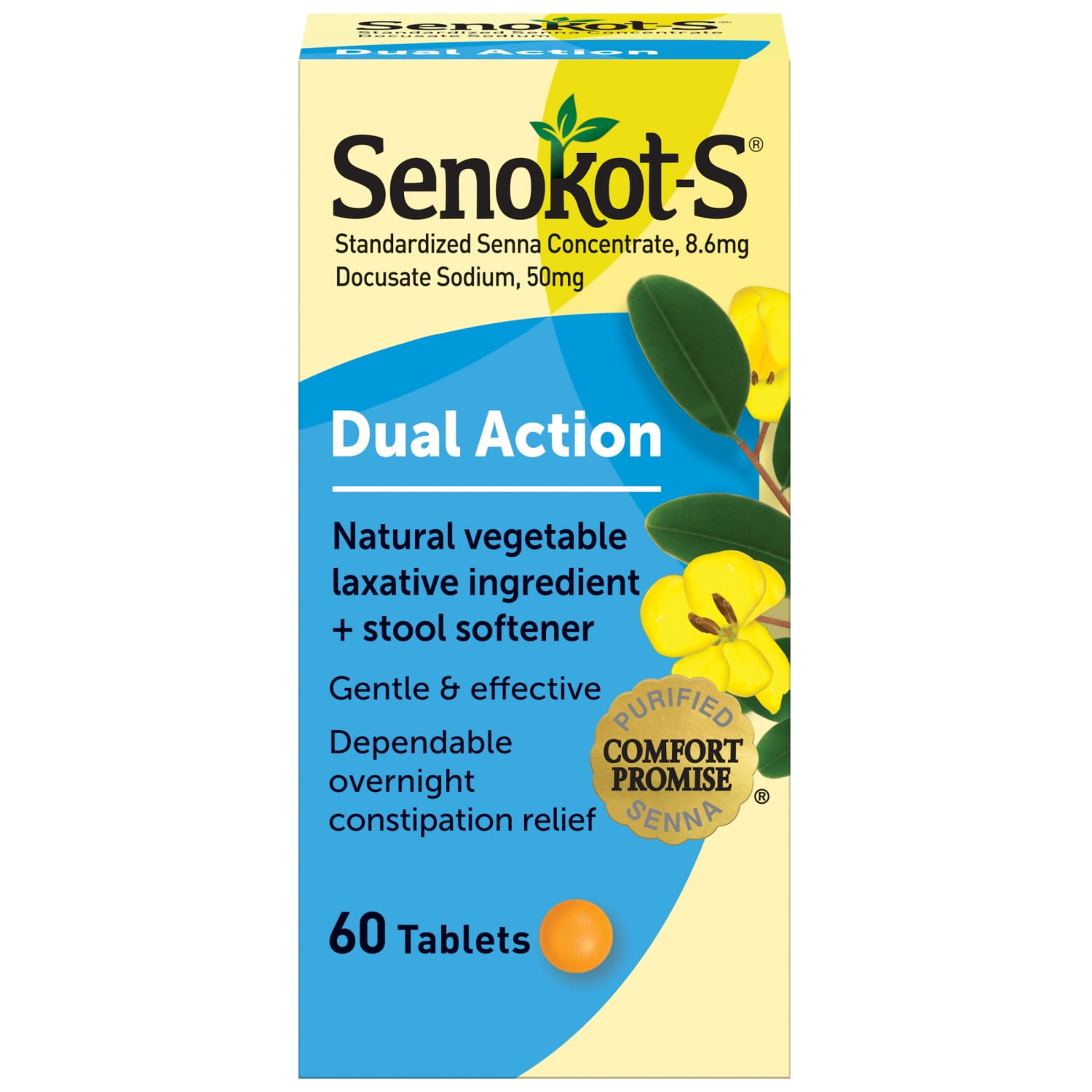 Senokot-S Dual Action Stool Softener - 60 Senna Tablets