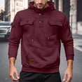 thumbnail image 2 of RUTAYY Men's Hoodies Warm Slid Color Outdoor Sports with Multiple Pockets Fall Winter Hooded Sweatshirt Holiday Chic Tops, 2 of 5