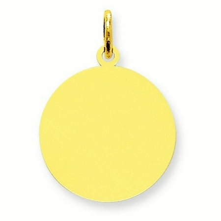 14k Yellow Gold Solid Polished Engravable Round Disc Charm - .9 Grams