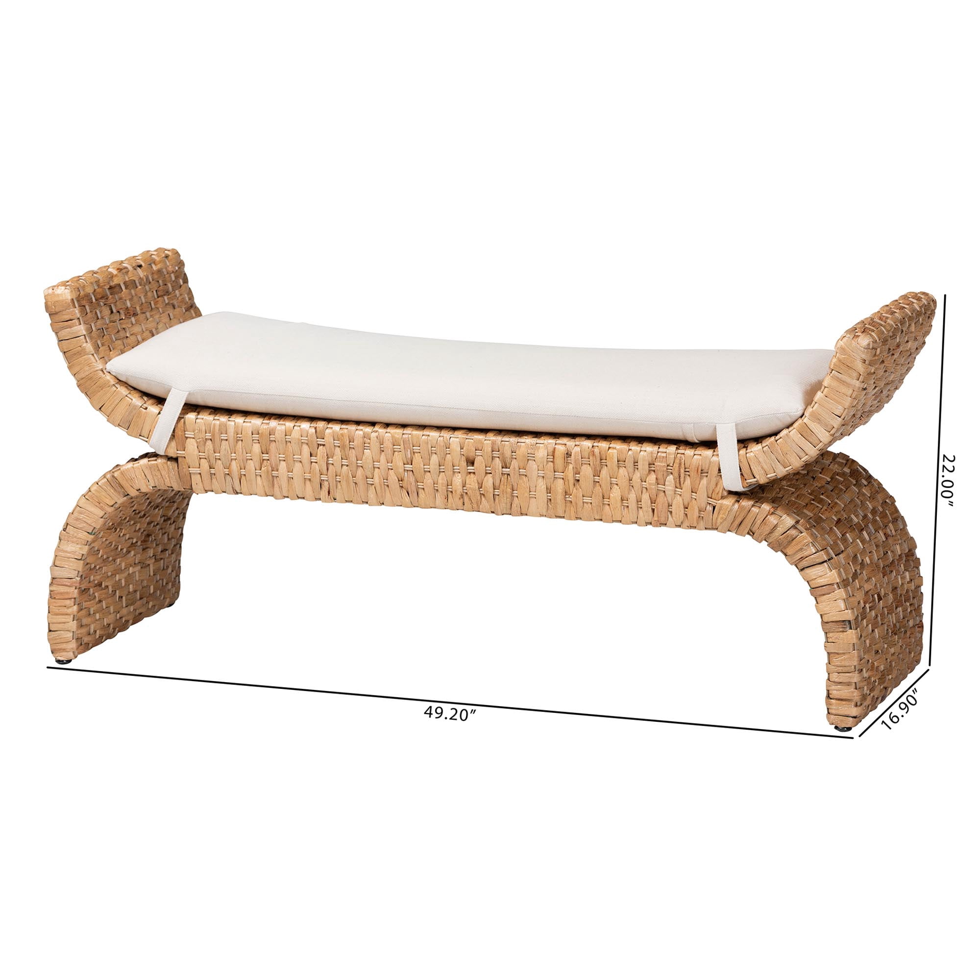 bali & pari Agave Boho Accent Bench, Natural Brown