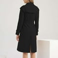 thumbnail image 5 of Herrnalise Women's Double Breasted Pea Coat Winter Mid-Long Trench Coat with Belt Black,XL, 5 of 9