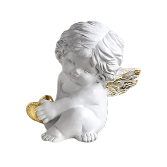ZPAQI Baby Angelic Cherub Holding Heart Sculpture Tabletop Ornament for Anniversary