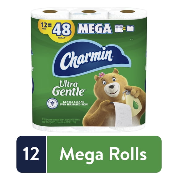 Charmin Ultra Gentle Toilet Paper, 12 Mega Rolls, 286 Sheets per Roll
