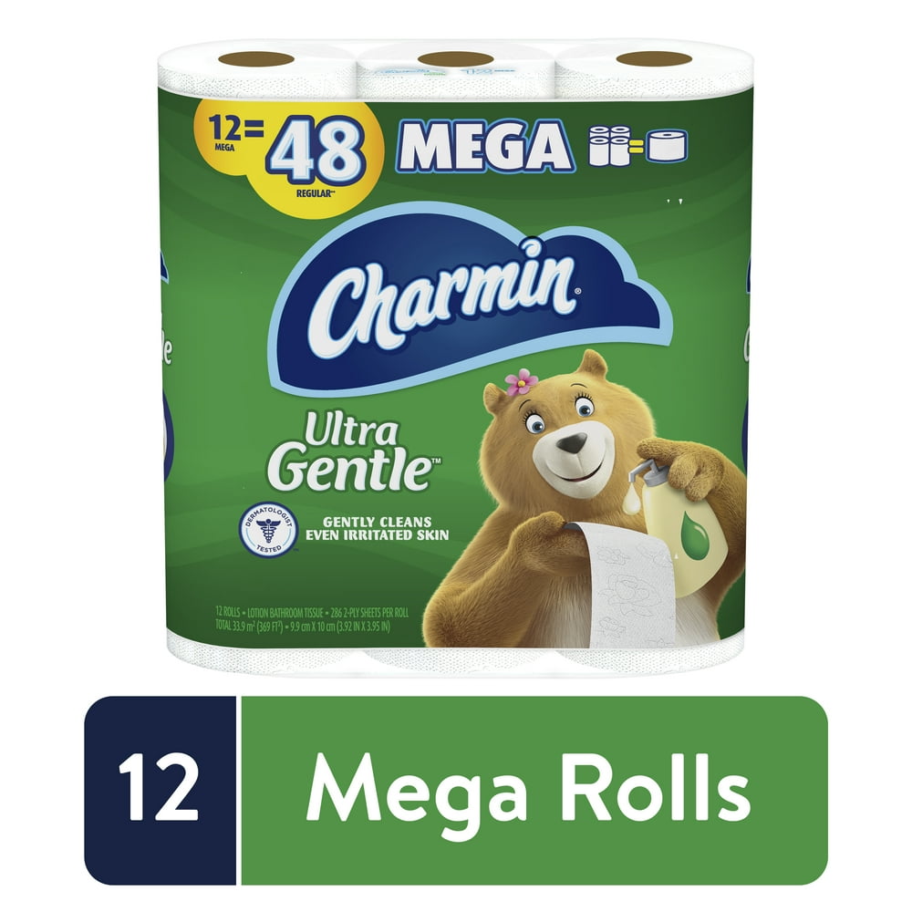 Charmin Ultra Gentle Plus Lotion Toilet Paper, 12 Mega Rolls