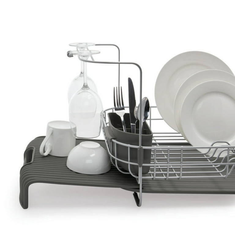 1pc PP Dish Rack, Minimalist Grey Dish Drying Rack For Kitchen