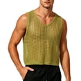 thumbnail image 2 of Gamivast Fishnet Tank Top for Men Sleeveless Mesh Shirt See-Through Muscle Tee Breathable Summer Activewear for Party Clubwear Beach Vacation Yellow Free Size, 2 of 5