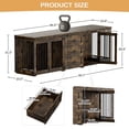thumbnail image 3 of Wiilayok 94.5" Large Double Dog Crate Furniture, Wooden Double Dog Kennel Furniture with 3 Drawers and 4 Dog Bowl, Heavy Duty Indoor Furniture Style Dog Cage House(Brown), 3 of 8