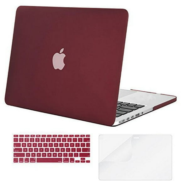 Mosiso 3 in 1 Plastic Hard Cover Case Only for MacBook Pro 13 Inch Retina A1502/A1425, (Release 2015/2014/2013/end 2012),Marsala Red