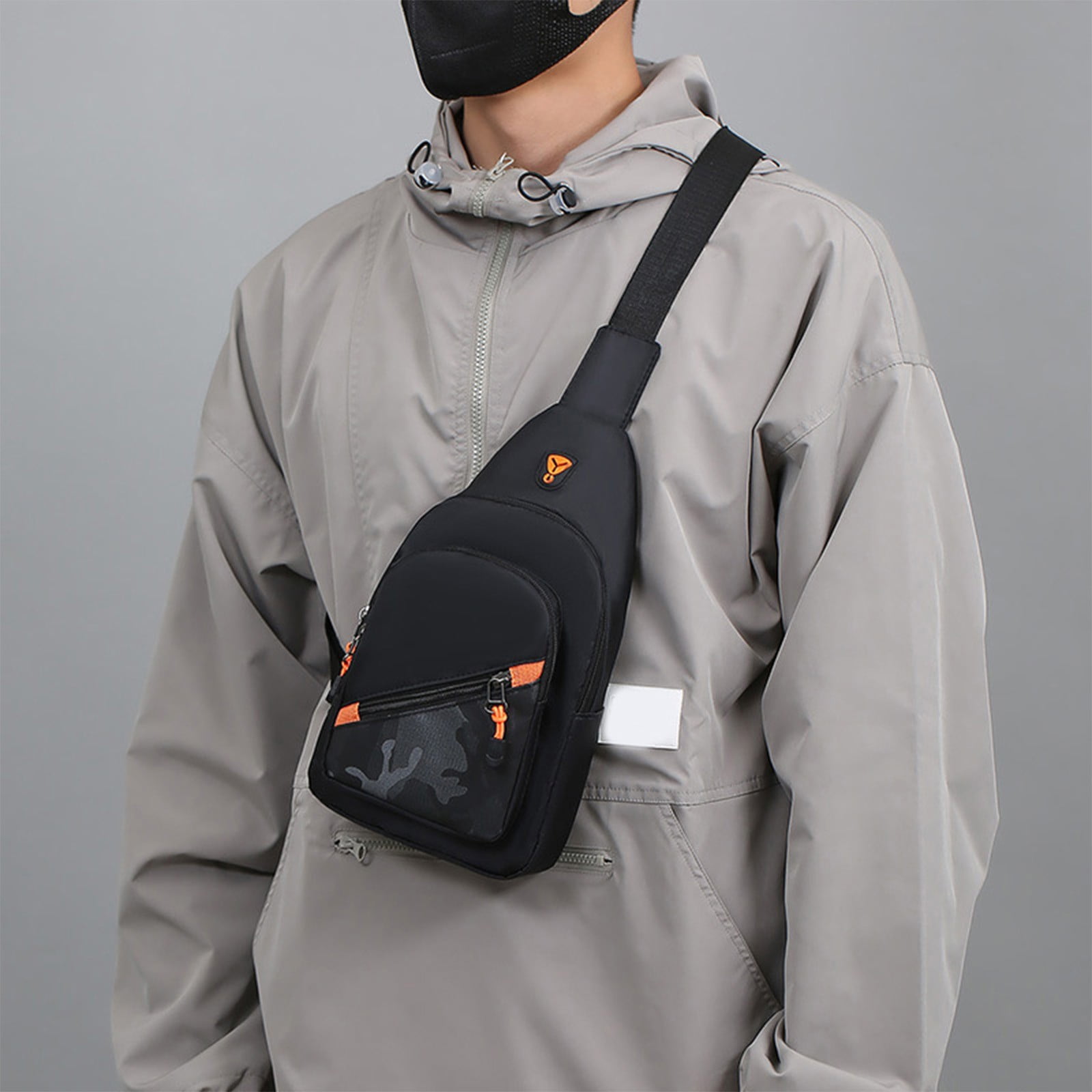 Sac Bandoulière Homme Antivol Mini Poitrine - Nylon Oxford, Poches Multiples, Idéal Randonnée Voyage Vélo, Noir