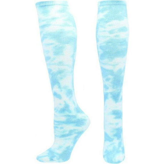 Tie Dye Multisport Tube Socks (Columbia Blue/White, Medium)