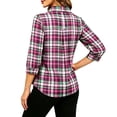 thumbnail image 6 of 3/4 Length Sleeve Womens Tops Dressy V Neck Collared Shirts Business Casual Work Blouses Summer Vacation Hot Pink XL(XL), 6 of 7