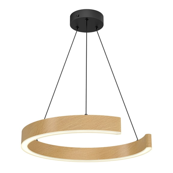 Artika Vance Modern LED Pendant Light Selectable CCT Black and Wood Effect