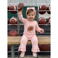 thumbnail image 3 of RUINIXCW Newborn Baby Girl Football Outfit Infant Baby Girl Pink Romper Spring Fall Winter Clothes Embroidery Rugby Bow Long Sleeve Jumpsuit Headband, 3 of 9