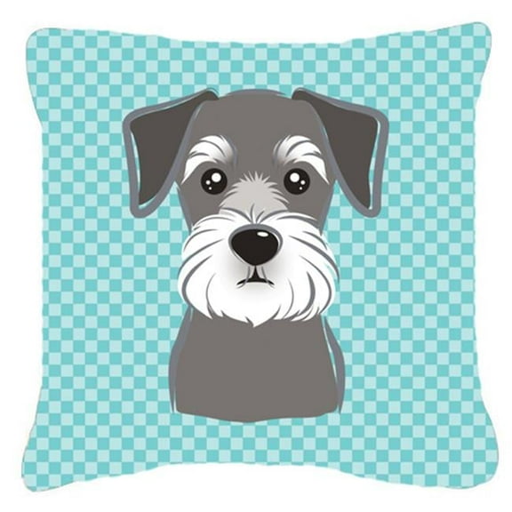 Caroline's Treasures BB1144PW1414 Checkerboard Blue Schnauzer Canvas Fabric Decorative Pillow , 14Hx14W, multicolor