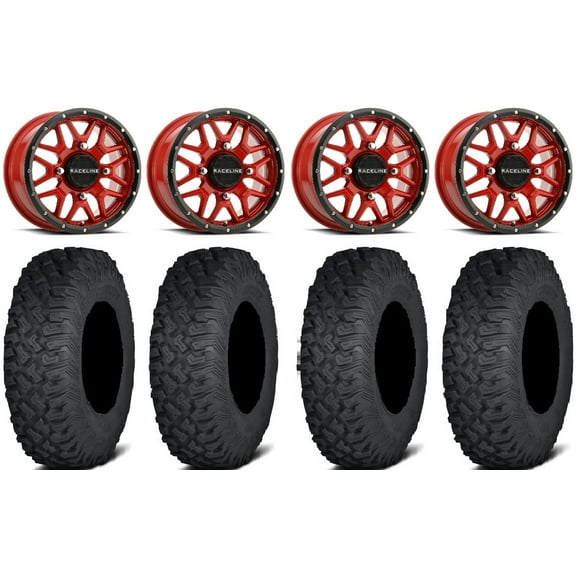 Raceline Krank 15" Wheels Red 35" Coyote Tires Polaris RZR XP 1000 / PRO XP / Ranger XP 900/1000