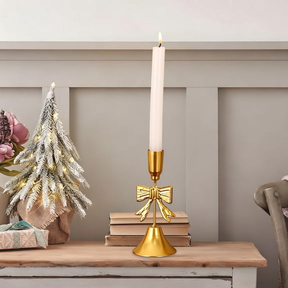 Vintage European Style Iron Bow Candelabra - Candle Holder Romantic Table Centerpiece Christmas Valentine's Day Home Decor