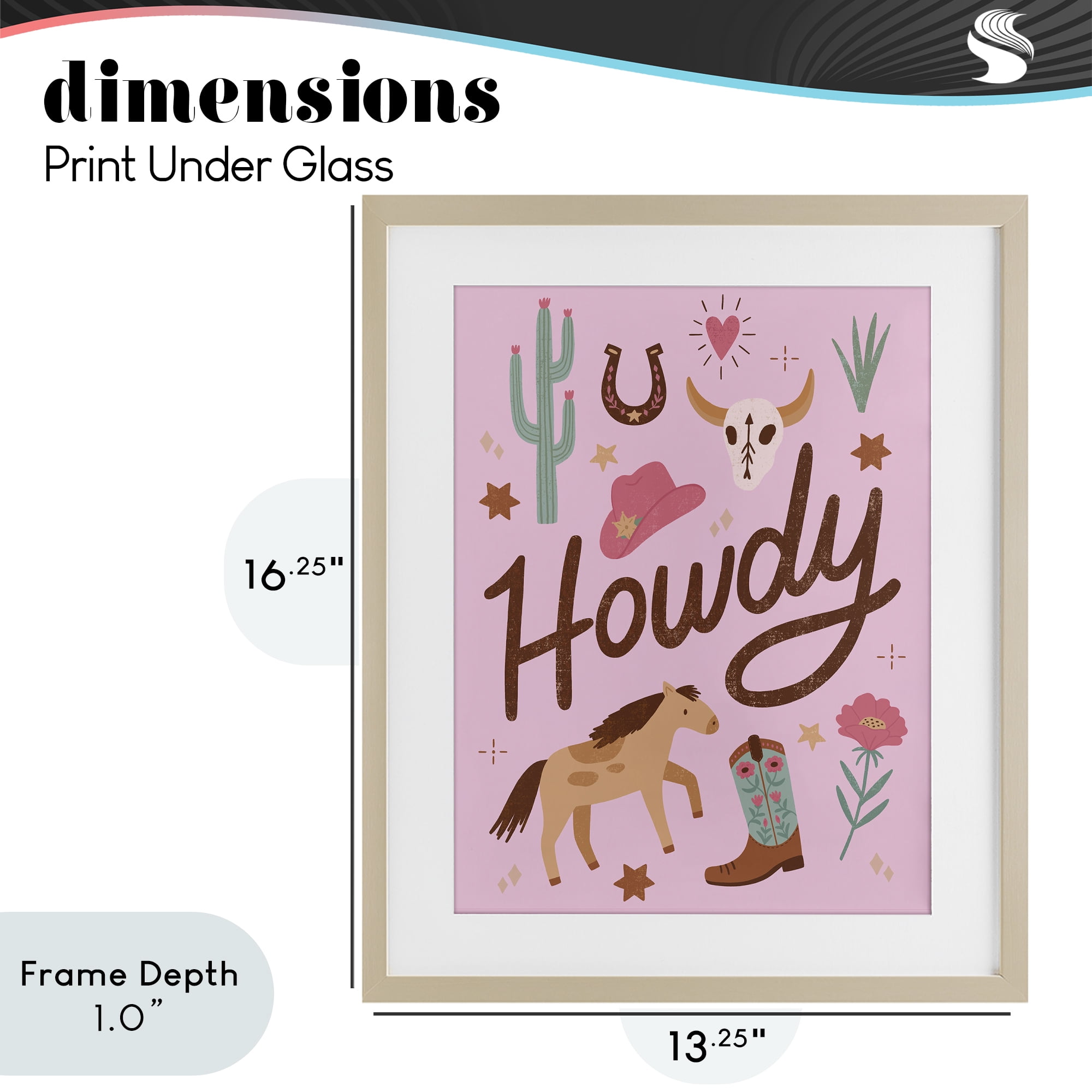 Stupell Industries Western Boho Girl Howdy Birch Framed Print Under Glass, design by Nina Seven