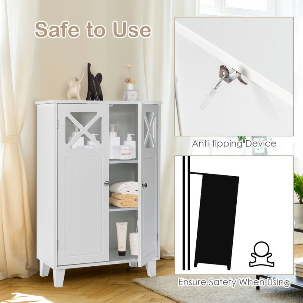 Finihen Bathroom Storage Cabinet, Bathroom Floor Cabinet, Wooden Freestanding Storage Cabinet with Visible Windows and 1 Adjustable Shelf, for Bathroom, Living Room, Bedroom, Kitchen, White Finihen Bathroom Storage Cabinet, Bathroom Floor Cabinet, Wooden Freestanding Storage Cabinet with Visible Windows and 1 Adjustable Shelf, for Bathroom, Living Room, Bedroom, Kitchen, White