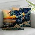 thumbnail image 3 of Chilfamy Pillow Cover Japanese Sakura Traditional Oriental The Great Wave of Kanagawa Throw Pillow Decor for Livingroom Couch Bed Decorative Gift White, 3 of 7